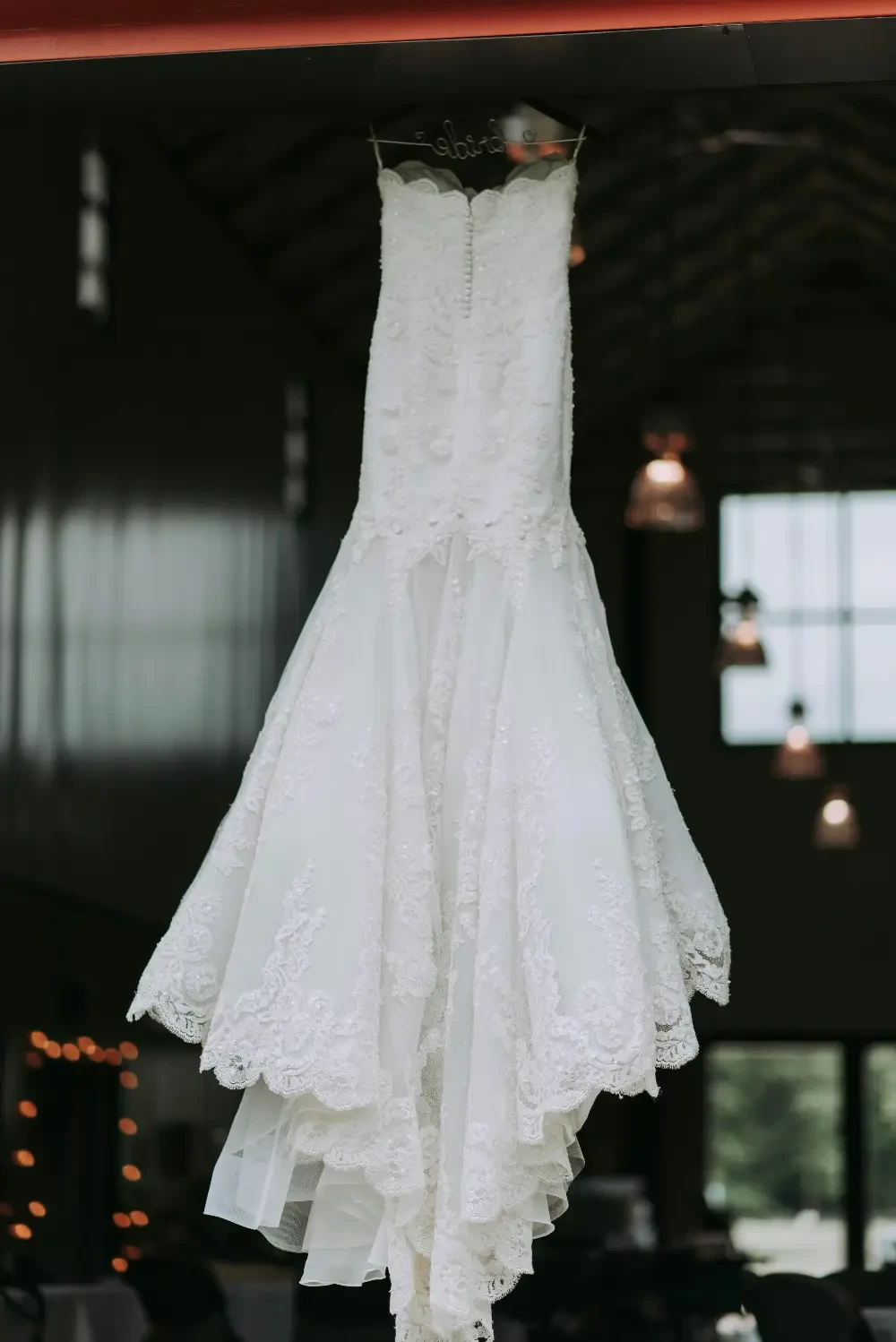 Bride wearing her dream wedding gown at a bridal boutique