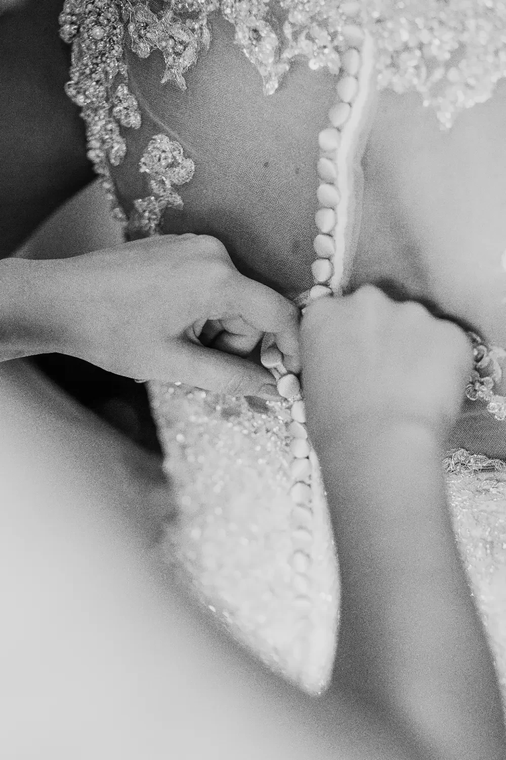 Bride finding her wedding dress during her bridal appointment